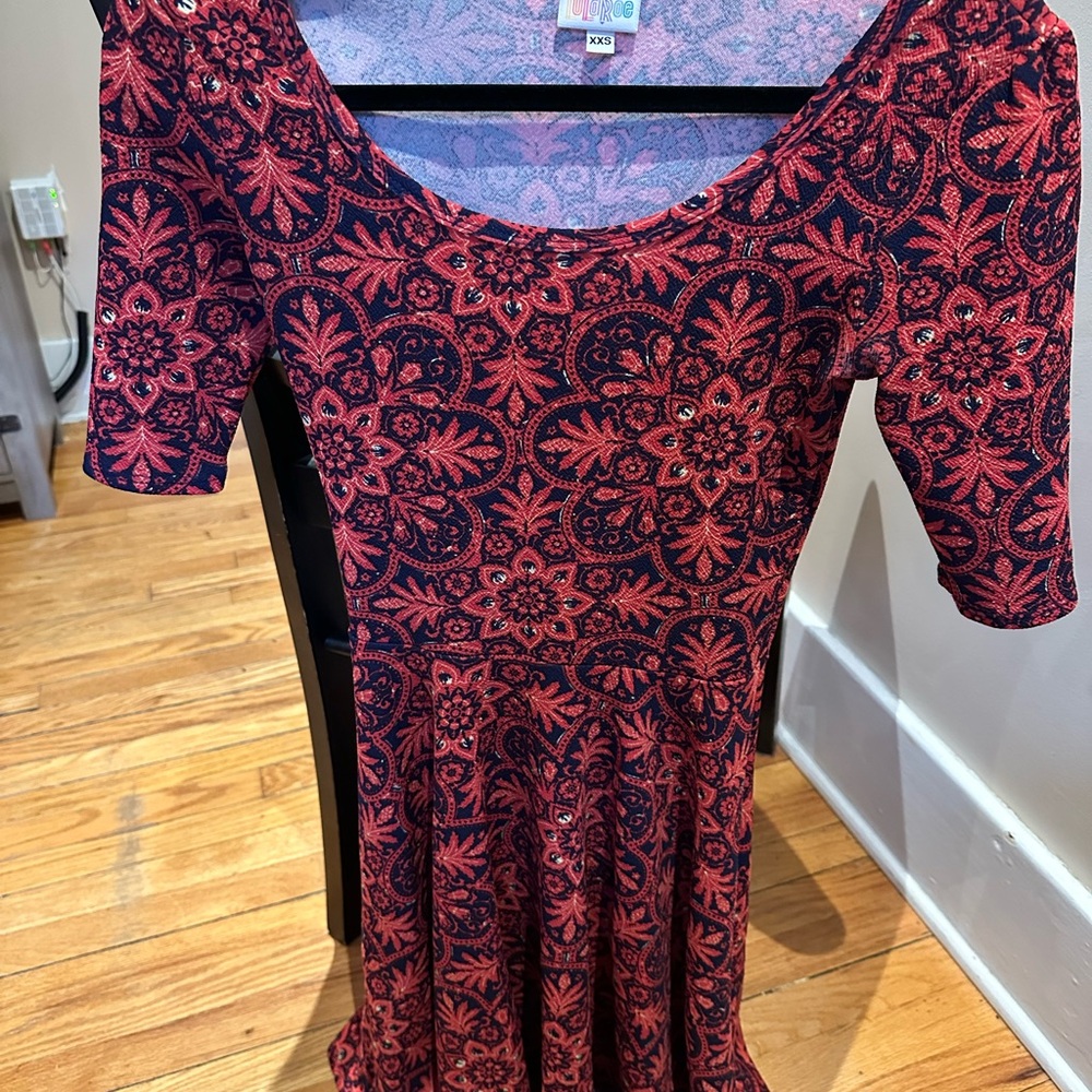 Lularoe Elegant Red and Black Floral Dress